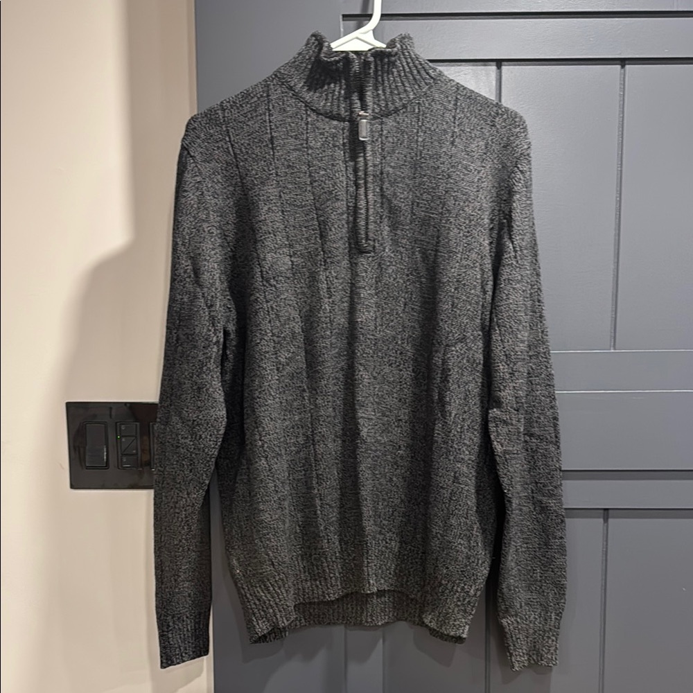 Oscar de la Renta Charcoal Zip-Up Sweater